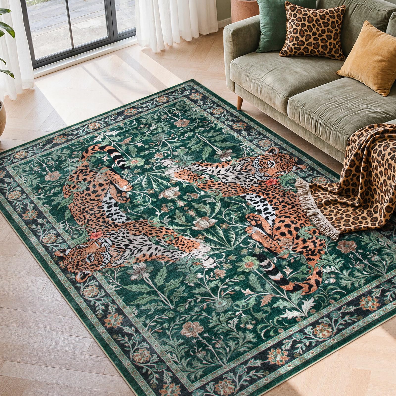 Amazon.com: Moynesa Leopard 5x7 Area Rug, Boho Washable Living